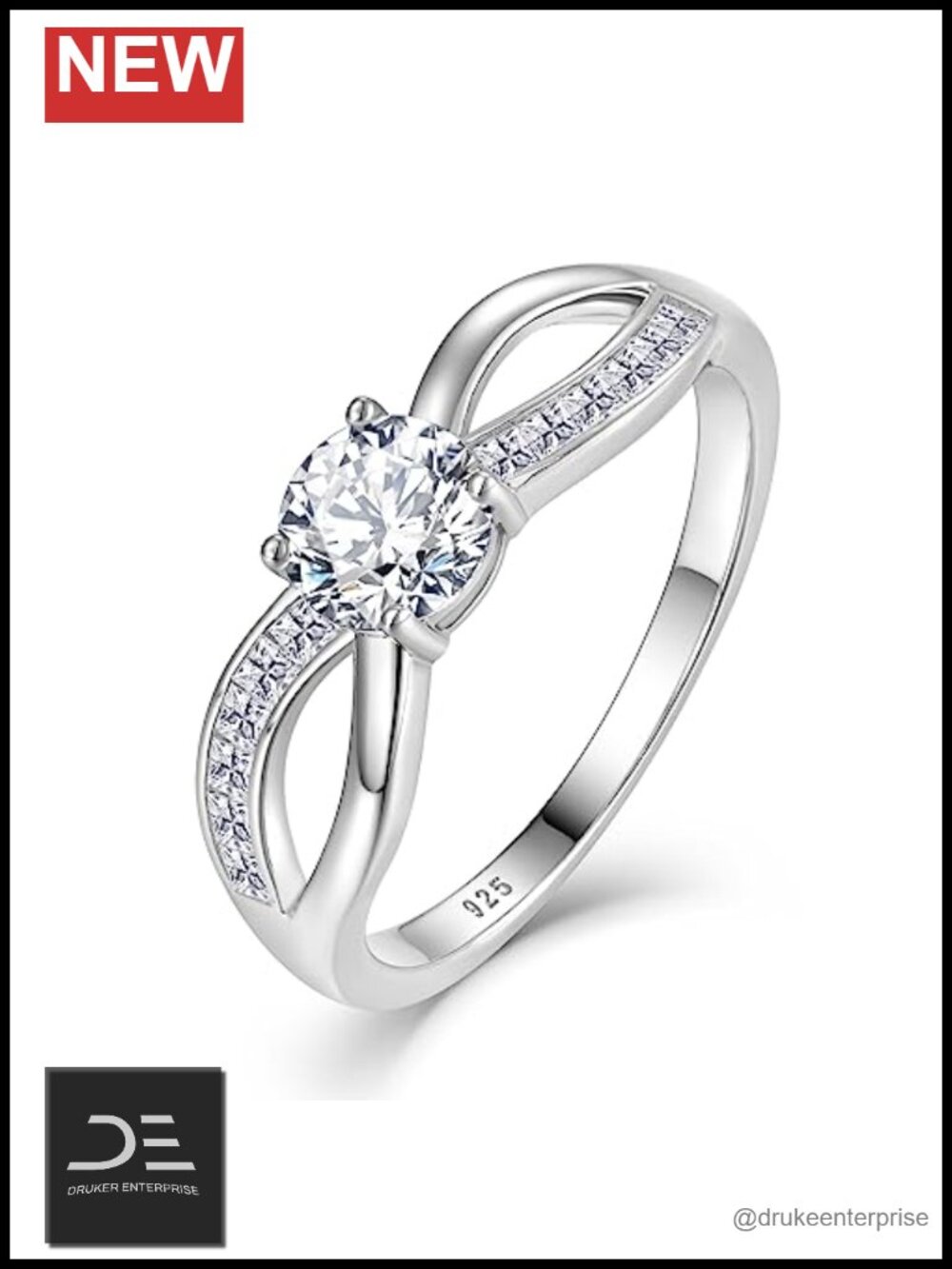925 Sterling Silver Infinity Promise Ring CZ